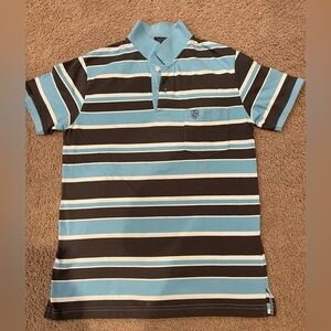 Young Men's CANADIAN CLUB slim fit striped blue/gray polo shirt